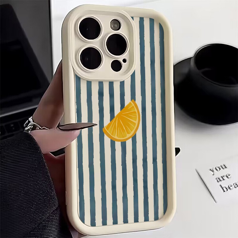 Phone Cases Australia - Striped Lemon Slice Pattern Phone Case
