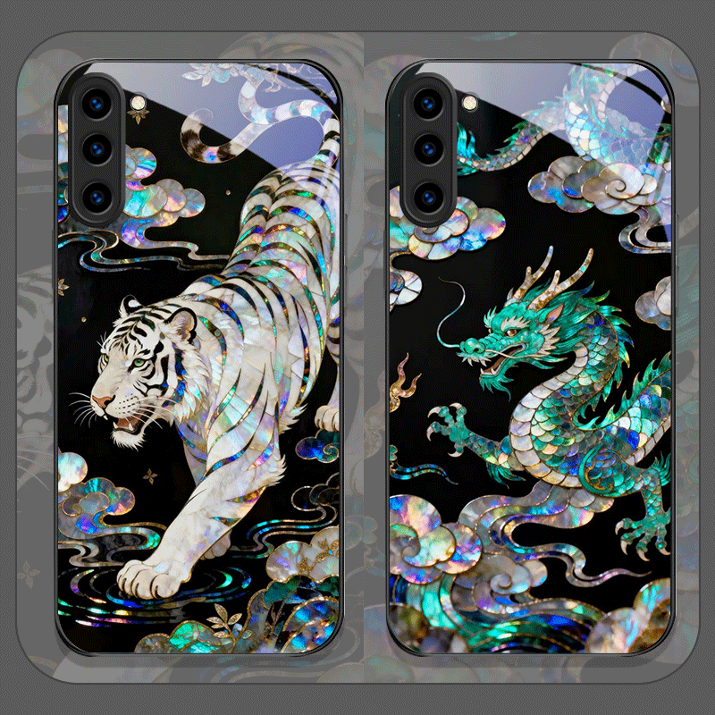 Phone Cases Galaxy S24 - Stylish Tiger Dragon Marble Texture Printed