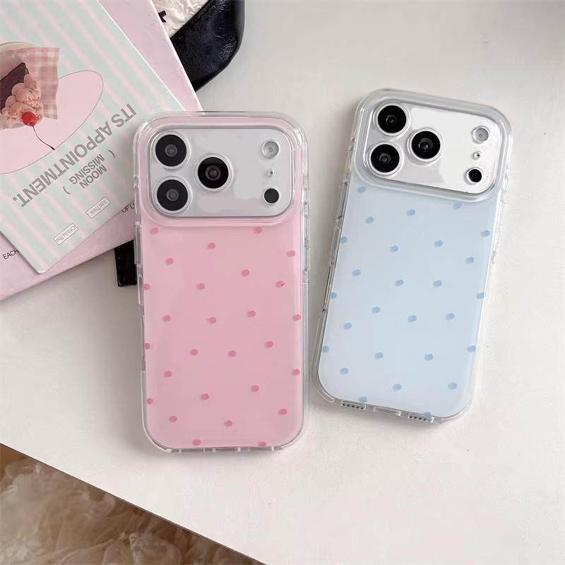 Phone Cases Korean - Korean Ins Girl Simple Blue Pink