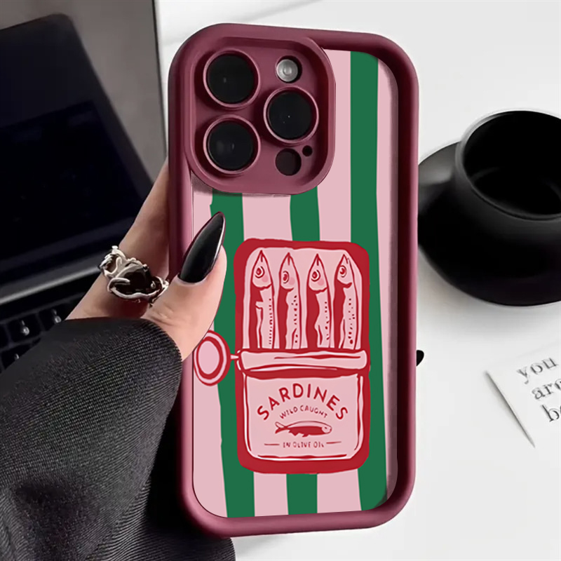 Phone Cases Australia - Funny Sardine Can Retro Striped Phone