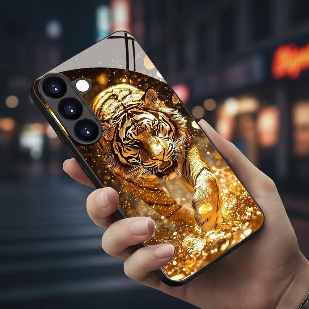 Phone Cases Galaxy S24 - Tiger pattern glass Phone Case For
