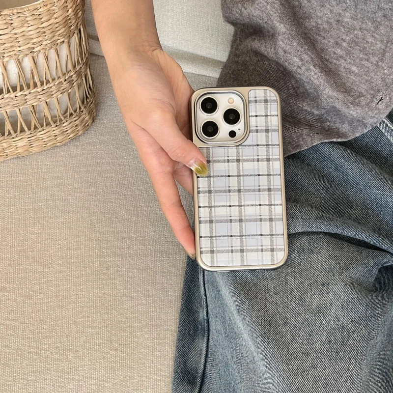 Korean Ins Epoxy Blue Plaid Pa - огляд і ціна Phone Cases Korean