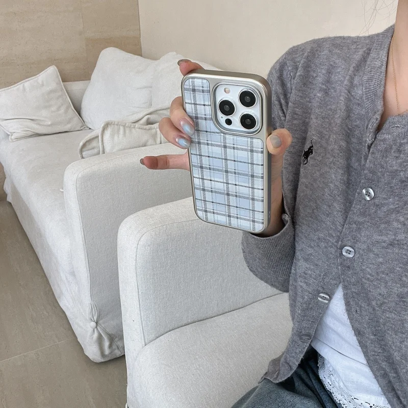 Korean Ins Epoxy Blue Plaid Pa - огляд і ціна Phone Cases Korean