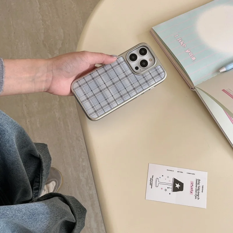 Korean Ins Epoxy Blue Plaid Pa - огляд і ціна Phone Cases Korean