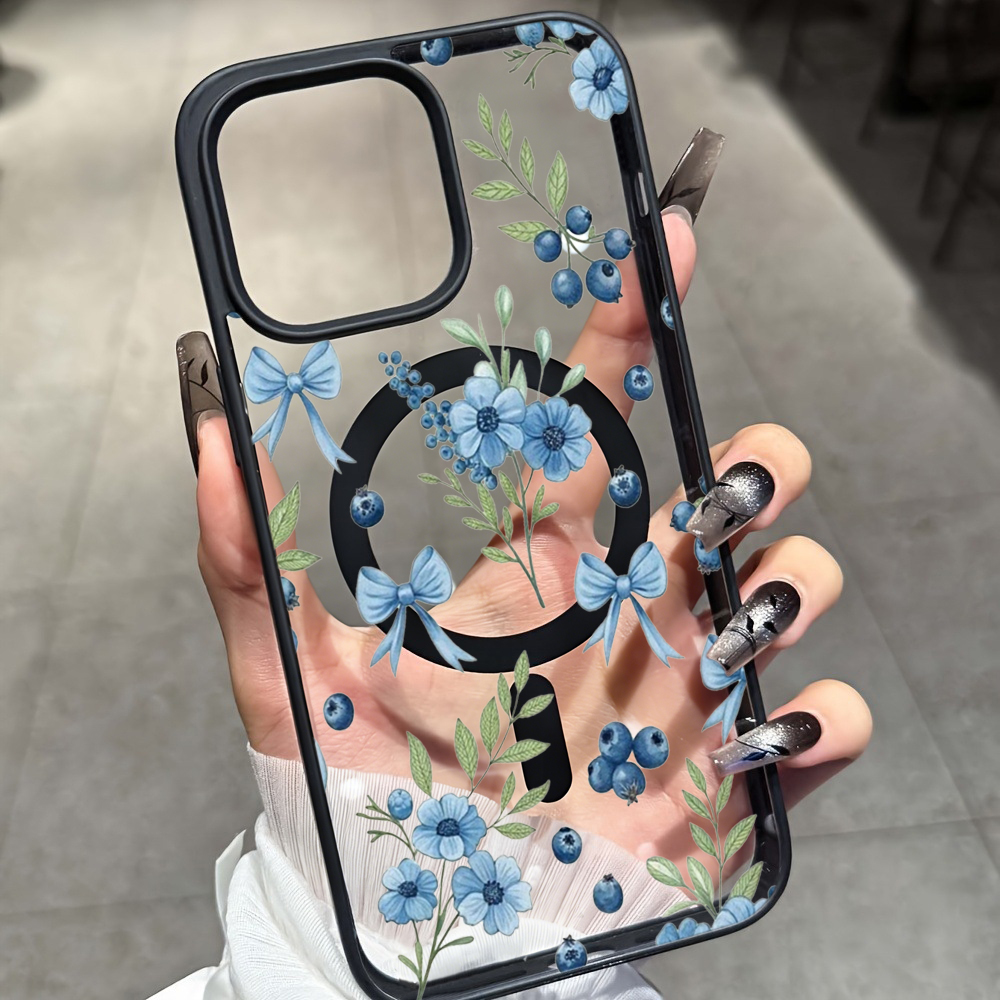 Blueberry Floral Clear Case  F - огляд і ціна Phone Cases With Magsafe